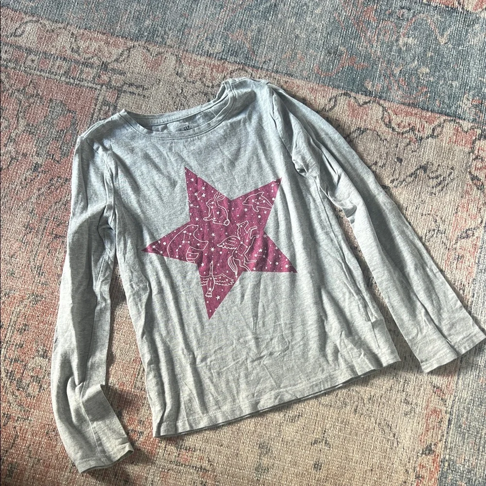 Gap Girls Gray Graphic Long Sleeve Top Size L (10)